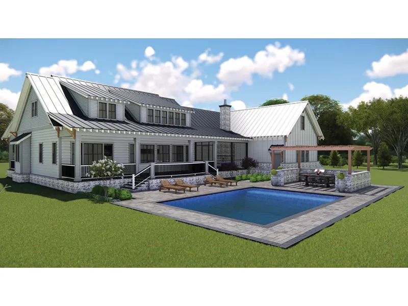 Country House Plan Rear Photo 02 - Hanley Dell Modern Farmhouse 167D-0005 - Search House Plans and More