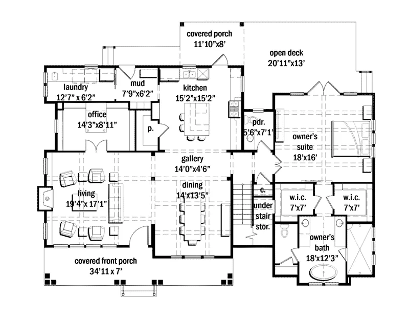 Florida House Plan First Floor - Halifax Lake Modern Farmhouse 167D-0008 - Search House Plans and More