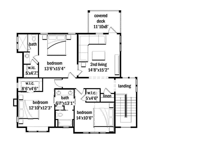 Florida House Plan Second Floor - Halifax Lake Modern Farmhouse 167D-0008 - Search House Plans and More