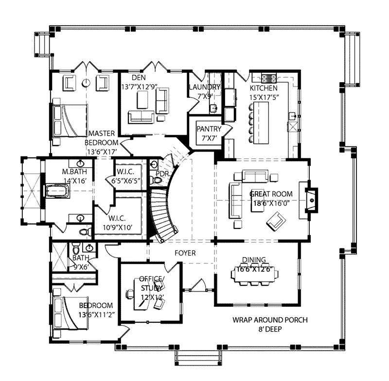 Modern Farmhouse Plan First Floor - Splendor Creek Farmhouse 167D-0009 - Shop House Plans and More