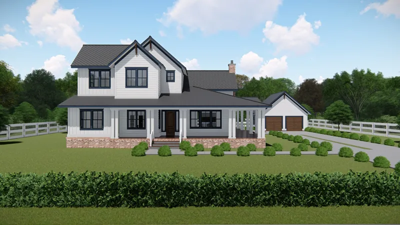 Modern Farmhouse Plan Front of Home - Splendor Creek Farmhouse 167D-0009 - Shop House Plans and More