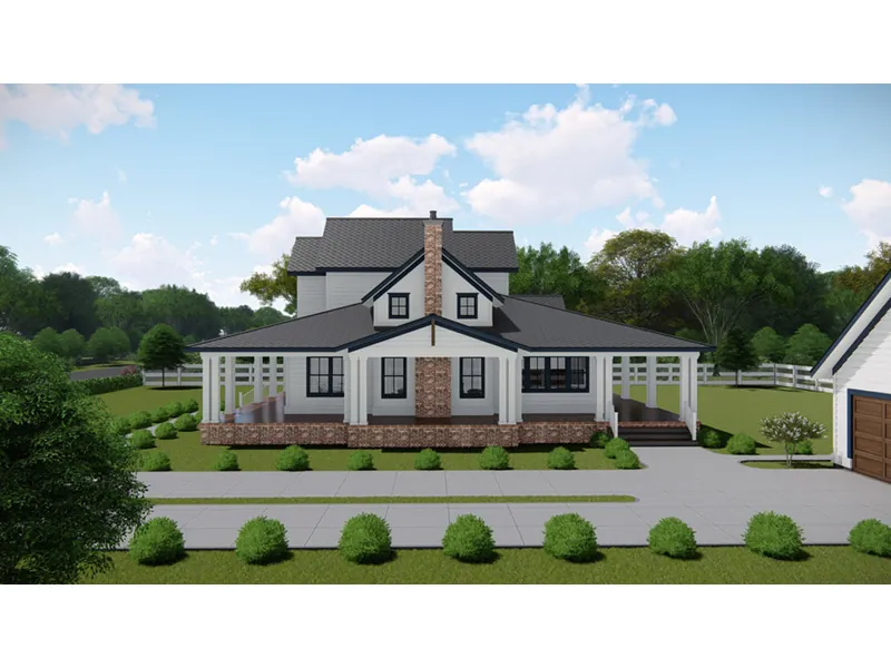 Modern Farmhouse Plan Side View Photo - Splendor Creek Farmhouse 167D-0009 - Shop House Plans and More