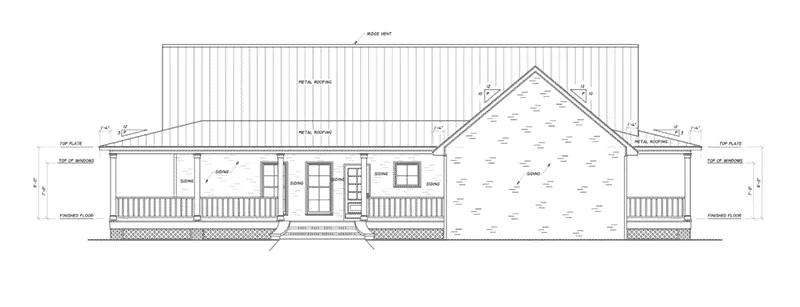 Southern House Plan Rear Elevation - Morgans Point Country Home 170D-0001 - Shop House Plans and More