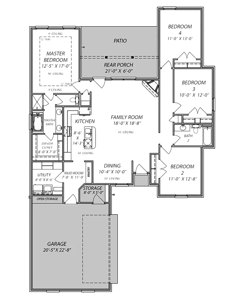 Country French House Plan First Floor - Pinehurst Way Ranch Home 170D-0002 - Shop House Plans and More