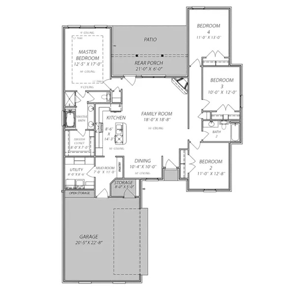 Country French House Plan First Floor - Pinehurst Way Ranch Home 170D-0002 - Shop House Plans and More