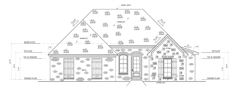 Country French House Plan Front Elevation - Pinehurst Way Ranch Home 170D-0002 - Shop House Plans and More