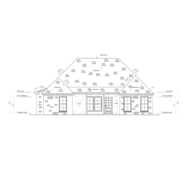 Country French House Plan Rear Elevation - Pinehurst Way Ranch Home 170D-0002 - Shop House Plans and More