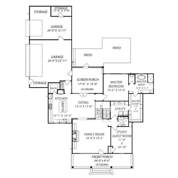 Farmhouse Plan First Floor - Sanders Lake Modern Farmhouse 170D-0003 - Shop House Plans and More