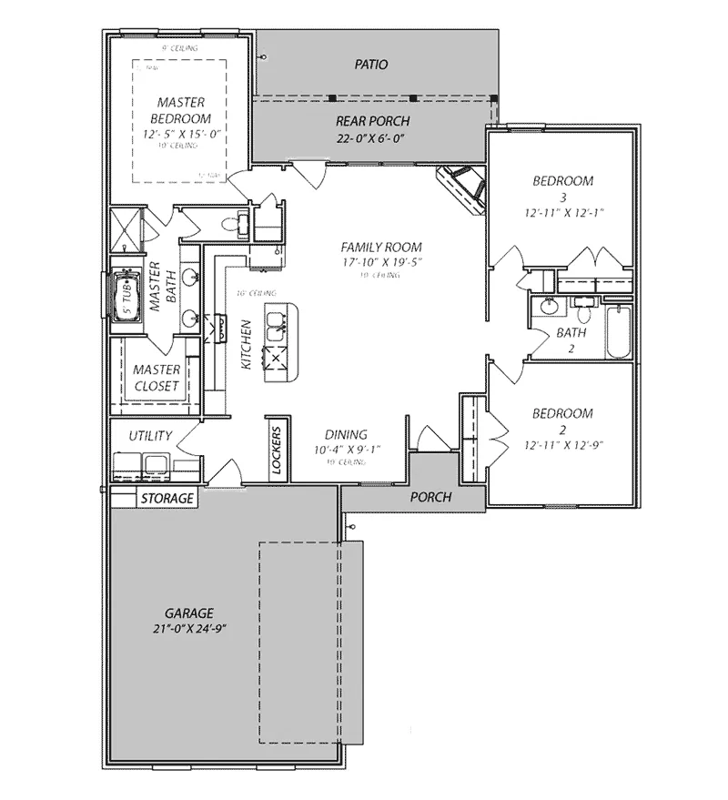 Modern House Plan First Floor - Upton Lane Ranch Home 170D-0004 - Shop House Plans and More