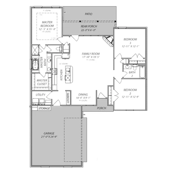 Contemporary House Plan First Floor - Upton Lane Ranch Home 170D-0004 - Shop House Plans and More