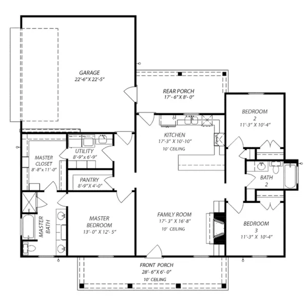 Farmhouse Plan First Floor - Caroline Cove Modern Farmhouse 170D-0005 - Search House Plans and More