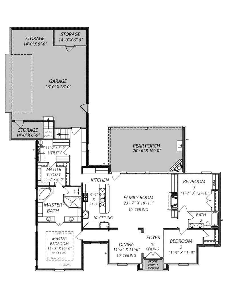 Country House Plan First Floor - Darion Creek Ranch Home 170D-0006 - Search House Plans and More