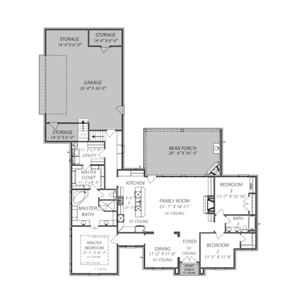 Ranch House Plan First Floor - Darion Creek Ranch Home 170D-0006 - Search House Plans and More