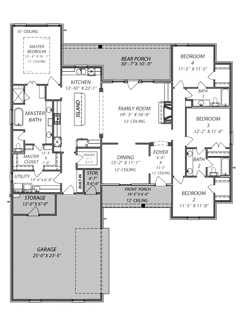 Ranch House Plan First Floor - Eagle Gate Ranch Home 170D-0007 - Search House Plans and More