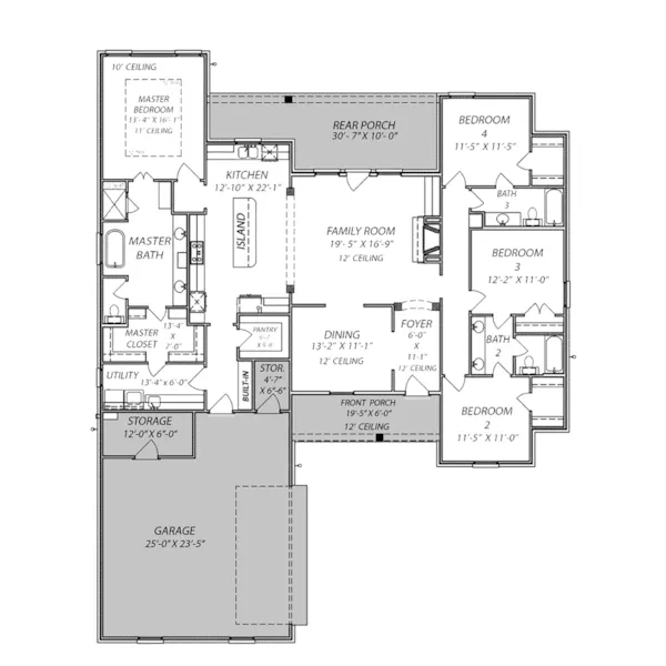 Country House Plan First Floor - Eagle Gate Ranch Home 170D-0007 - Search House Plans and More