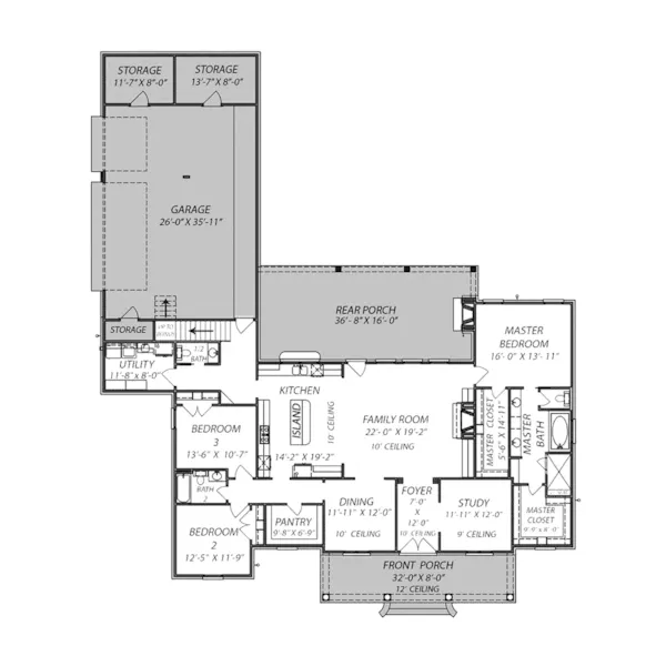 Country French House Plan First Floor - 170D-0008 - Shop House Plans and More