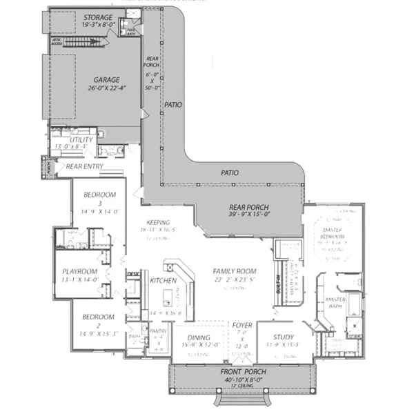 Traditional House Plan First Floor - 170D-0009 - Shop House Plans and More