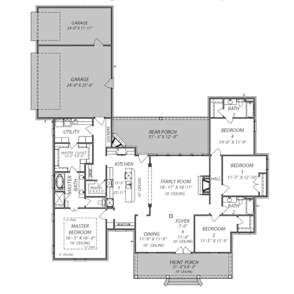 Farmhouse Plan First Floor - 170D-0012 - Shop House Plans and More