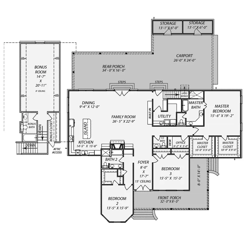 Traditional House Plan First Floor - 170D-0013 - Shop House Plans and More