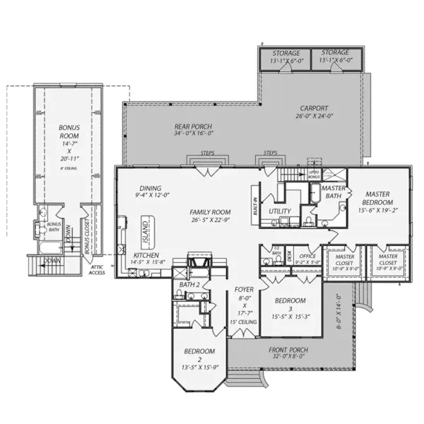 Ranch House Plan First Floor - 170D-0013 - Shop House Plans and More