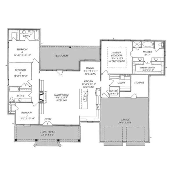 Country House Plan First Floor - Tanner Hill Acadian Home 170D-0014 - Shop House Plans and More