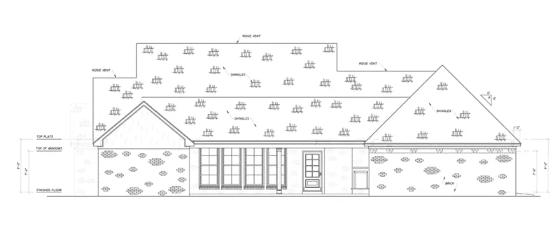 Ranch House Plan Rear Elevation - Tanner Hill Acadian Home 170D-0014 - Shop House Plans and More