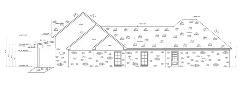Ranch House Plan Right Elevation - Tanner Hill Acadian Home 170D-0014 - Shop House Plans and More