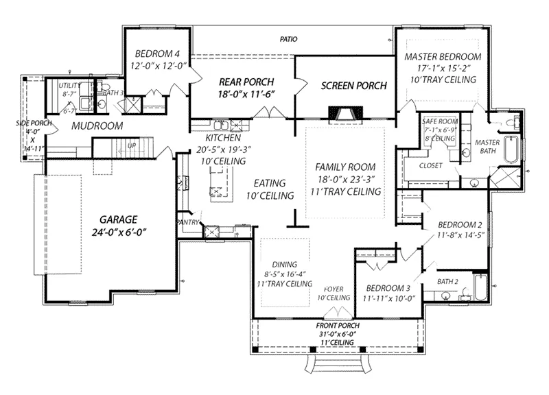 Country House Plan First Floor - 170D-0015 - Shop House Plans and More