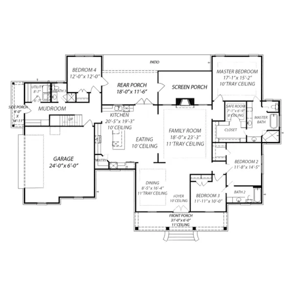 Traditional House Plan First Floor - 170D-0015 - Shop House Plans and More