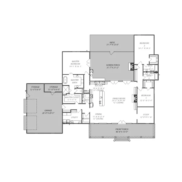 Ranch House Plan First Floor - Aster Lane Country Home 170D-0016 - Shop House Plans and More