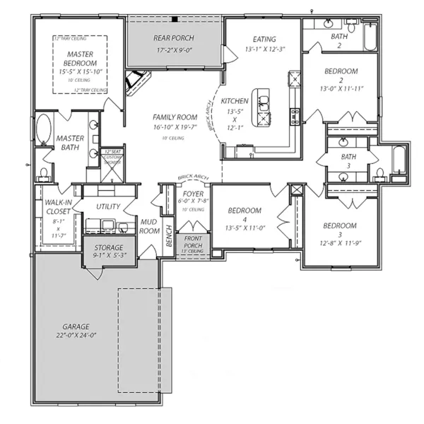 European House Plan First Floor - Dogwood Path Ranch Home 170D-0023 - Shop House Plans and More