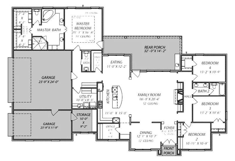 Ranch House Plan First Floor - 170D-0019 - Shop House Plans and More