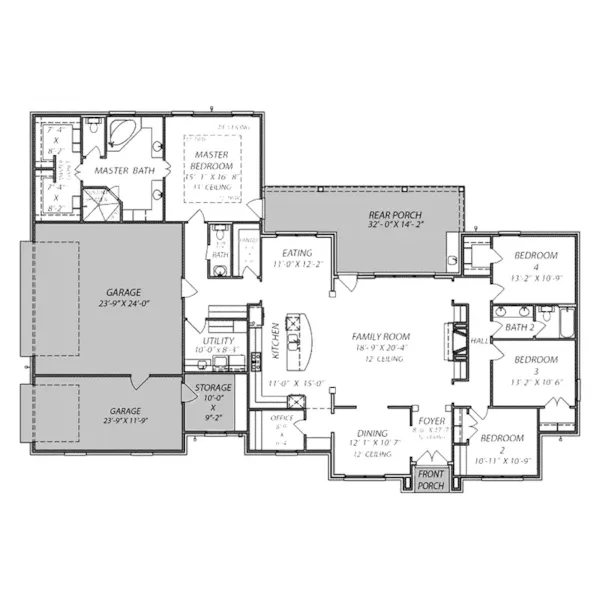 Ranch House Plan First Floor - 170D-0019 - Shop House Plans and More