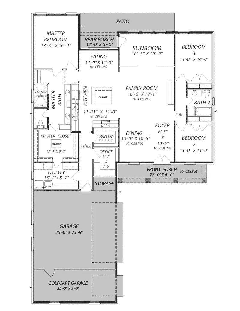 Ranch House Plan First Floor - 170D-0022 - Shop House Plans and More