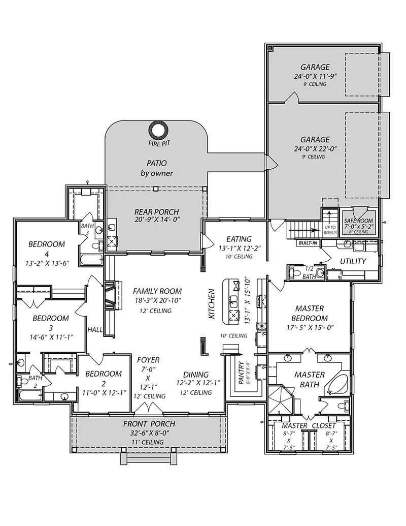 Acadian House Plan First Floor - Valhalla Southern Home 170D-0027 - Shop House Plans and More