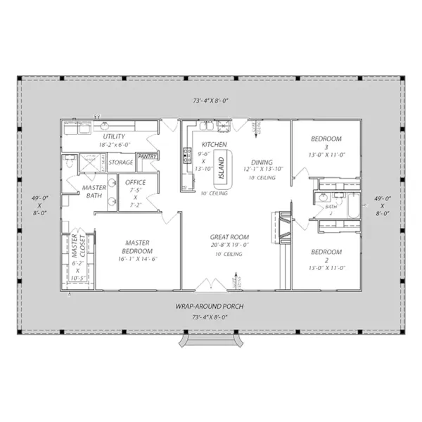 Modern Farmhouse Plan First Floor - Old Farm Country Home 170D-0029 - Shop House Plans and More