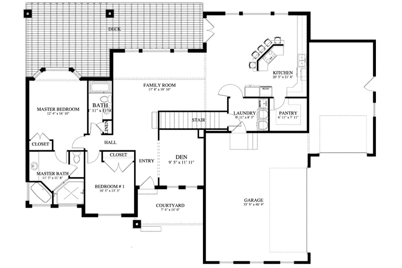 Country House Plan First Floor - Adamson Craftsman Home 172D-0001 - Search House Plans and More