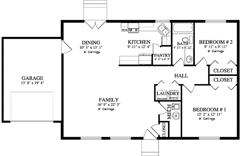 Traditional House Plan First Floor - Akers Ranch Home 172D-0002 - Search House Plans and More