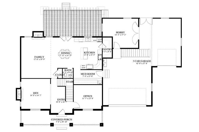 Arts & Crafts House Plan First Floor - Arthur Lane Craftsman Home 172D-0008 - Search House Plans and More