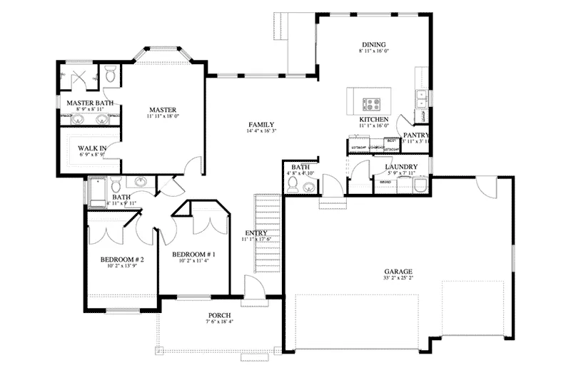 Ranch House Plan First Floor - Auman Ranch Home 172D-0011 - Search House Plans and More