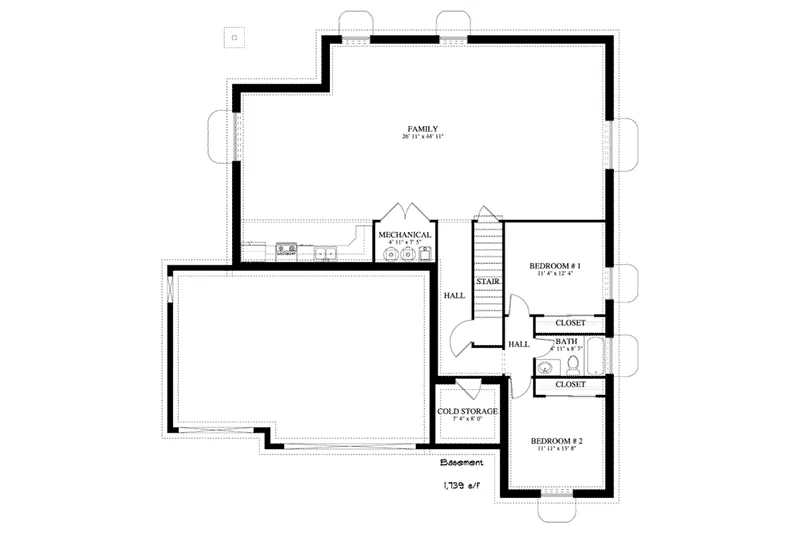 Traditional House Plan Basement Floor - Autumn Leaf Ranch Home 172D-0013 - Search House Plans and More