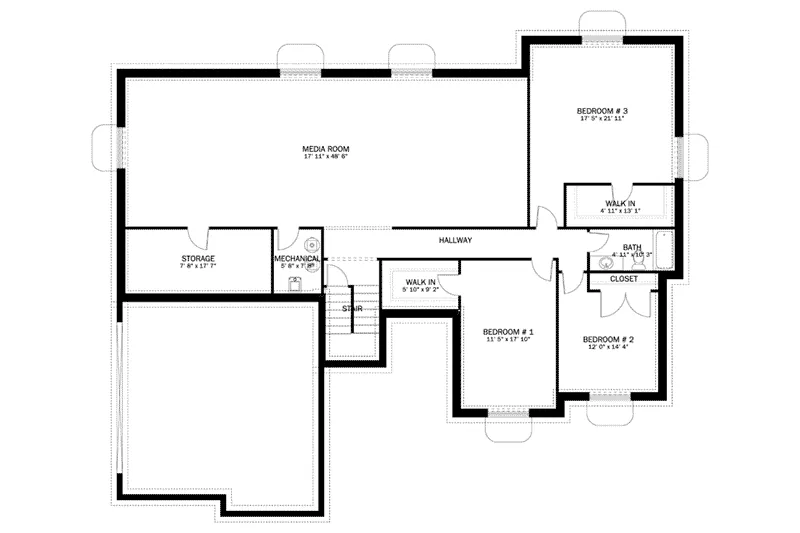 Ranch House Plan Basement Floor - Avery Lane Ranch Home 172D-0014 - Search House Plans and More