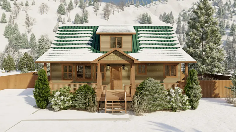 Mountain House Plan Front of Home - Beck Craftsman Cabin 172D-0017 - Search House Plans and More