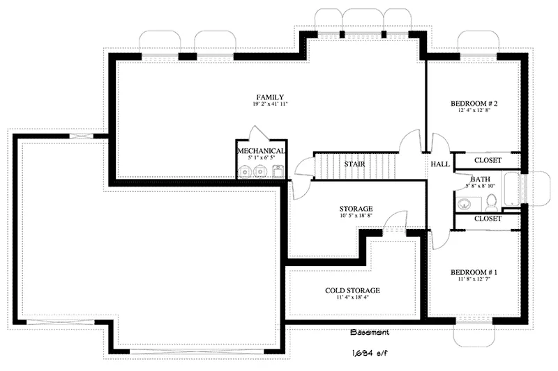 Craftsman House Plan Basement Floor - Bell Modern Farmhouse 172D-0018 - Search House Plans and More