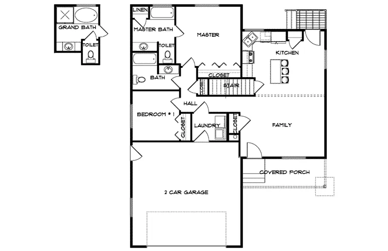 Traditional House Plan First Floor - Brynn Ranch Home 172D-0023 - Search House Plans and More