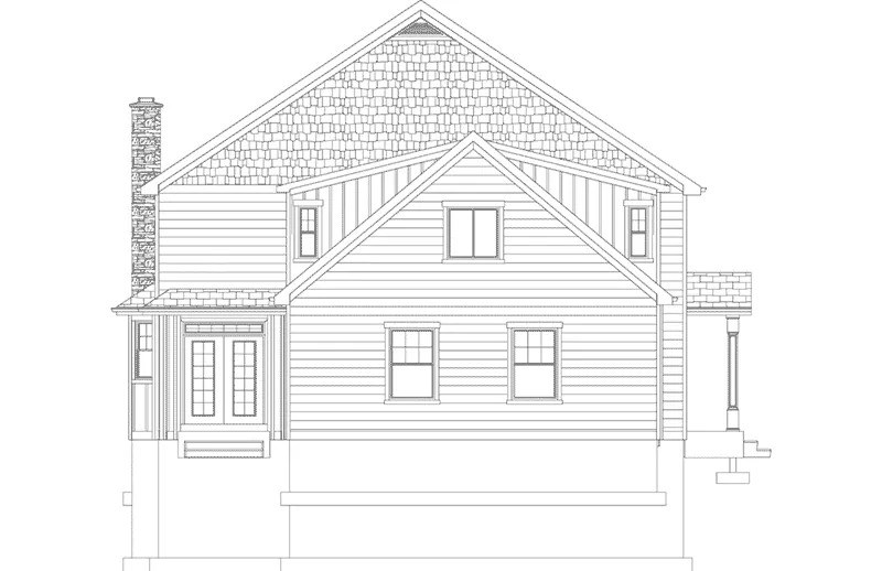 Craftsman House Plan Rear Elevation - Calders Cottage Craftsman Home 172D-0024 - Search House Plans and More