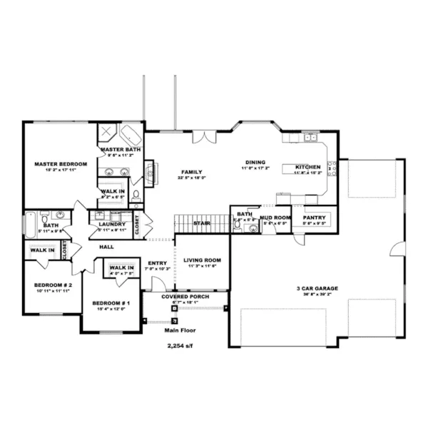 Ranch House Plan First Floor - Cleverley Craftsman Home 172D-0029 - Search House Plans and More