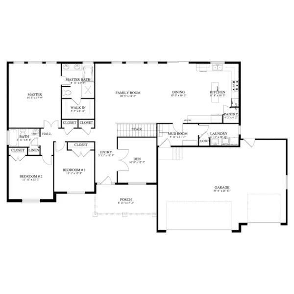 Ranch House Plan First Floor - Howlett Lane Ranch Home 172D-0042 - Search House Plans and More