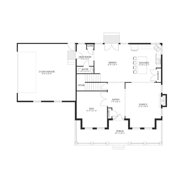 Craftsman House Plan First Floor - Lesa Craftsman Farmhouse 172D-0059 | House Plans and More