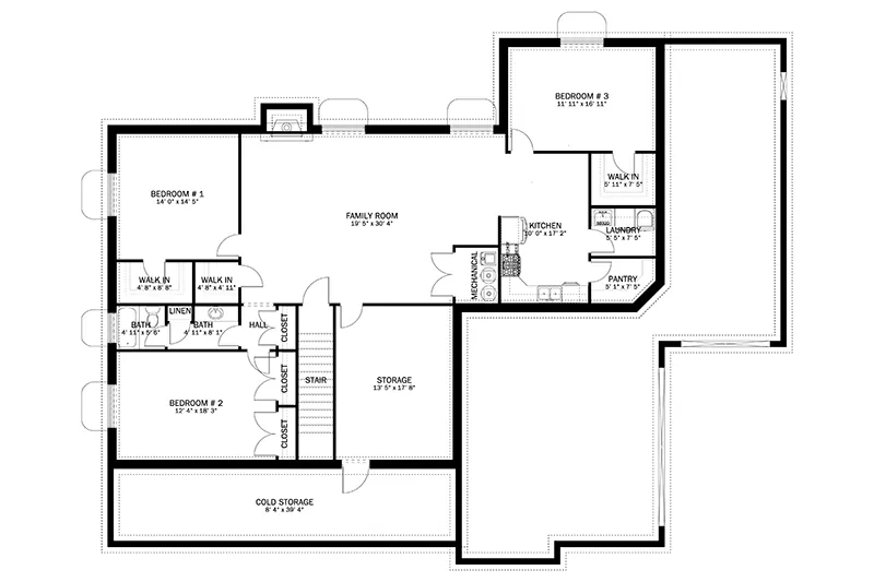 Arts & Crafts House Plan Basement Floor - Olney Craftsman Home 172D-0060 | House Plans and More